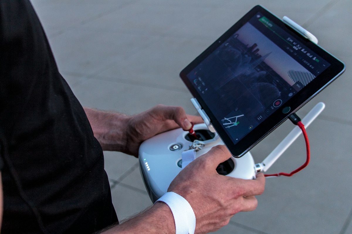 Drone pilot flying FPV drone
